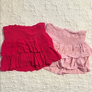 Hayden Girls Smocked Skort - set of two- hot pink and light pink
